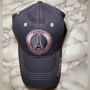 Paris France Womens Baseball Cap in Grey and Pink